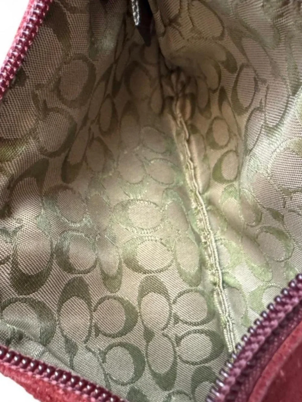 vintage coach burgundy red suede soho hobo wristlet / mini bag 🍷 - Picture 6 of 9